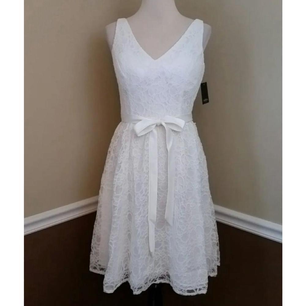 Ivory Lace White Dress Party Wedding Formal Occasion Satin Sash by MARINA Fairy